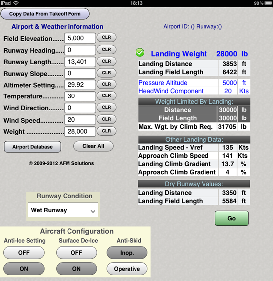 Gulfstream G200 Performance App - Landing