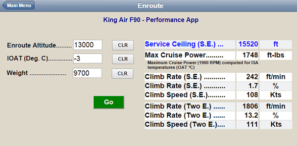Enroute Computations - King Air F90