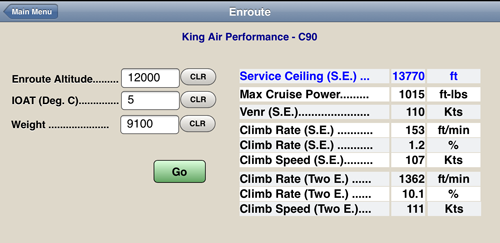 En Route Form - King Air C90