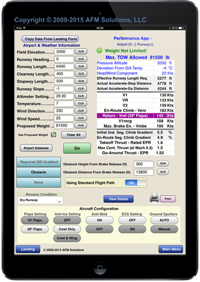 Gulfstream G550 App for iPad Runway Analysis