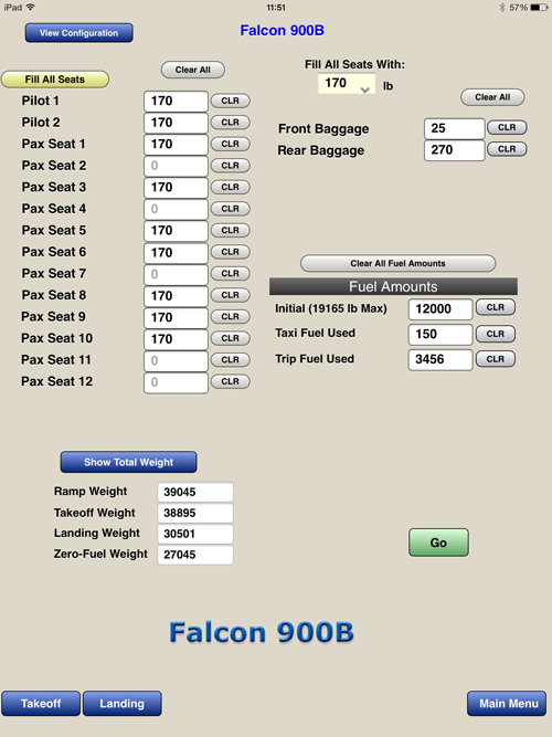 Falcon 900B Weight and Balance